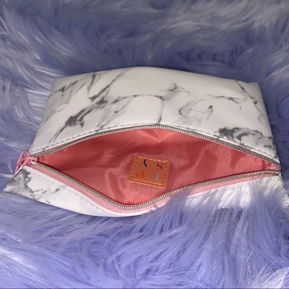 Blush Pink Sleek White Marble Makeup Bag - Picture 3 of 5